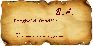 Berghold Acsád névjegykártya